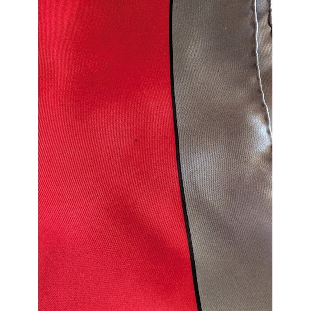 Vintage Roberta di Camerino Red Grey Silk Square Scarf Geometric Belt Motif - Picture 8 of 11